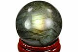 Flashy, Polished Labradorite Sphere - Great Color Play #105780-1
